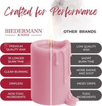 Biedermann & Sons 45-Hour Long Burning Unscented Pillar Candles, Dusty Rose, 3 x 4 Inch - Set of 6