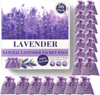 36 Pack French Dried Lavender Sachet Bags, 100% Natural Lavender Bags for Drawers and Closets, Potpourri Air Freshener, Bulk Sachet Gift for Scents Home, Wedding