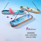 Folkulture Incense Holder or Incense Burner, Modern Incense Holder for Sticks, Ash Catcher or Insence-Stick Holder for Home Décor, 12 Inch Long for Home Decor, Mango Wood, Green Agate