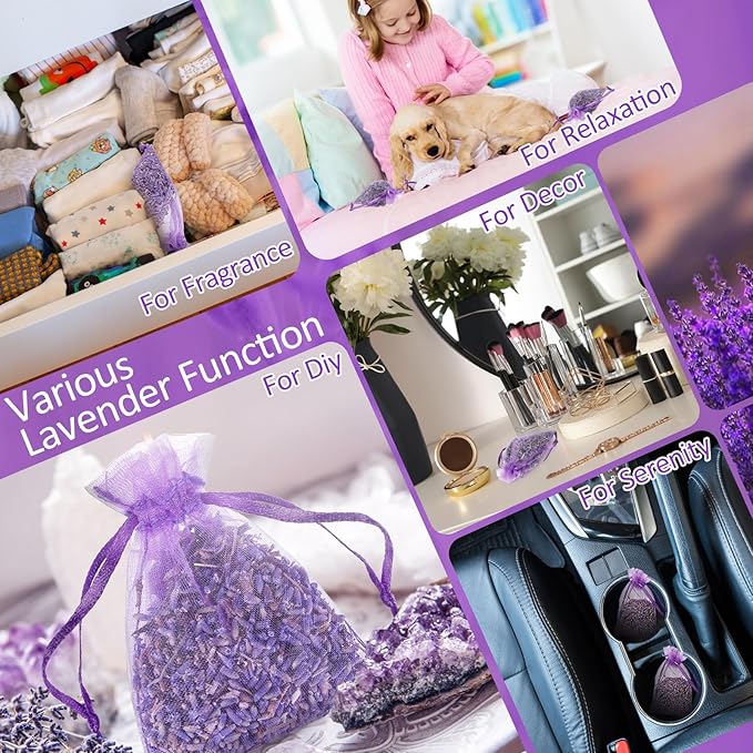 Reginary 30 Pack Lavender Sachets Bags Bulk for Drawers and Closets Home Fragrance Sachet Dried Lavender Flower for Wedding Bridal Shower Favors