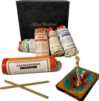 Handmade Tibetan Incense Gift Set – 150 pcs Incense Variety Pack: Frankincense, Patchouli, Sandalwood, Rose, Amitabha Buddha, Incense Holder, 4 Rope Bundles and 1 Stick Bundle
