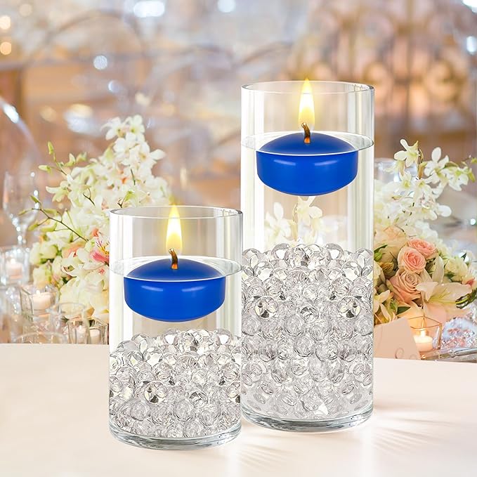 Mega Candles 4 pcs Unscented Dark Blue Floating Candles, Hand Poured Wax Candle 2 Inch Diameter, Home Décor, Wedding Receptions, Centerpieces, Occasions, Events, Festivities, Meditations, Spas