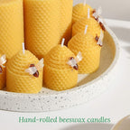 Pure Beeswax Candles 12 Pack, Hand-Rolled Honeycomb Bees Wax Candle Votives, 3.5 Hours Burn Time Each, Non-Toxic and Dripless for Home Decor, Party, Gifts