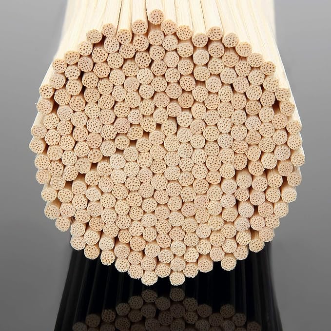 TOMCENXI 100PCS Reed Diffuser Sticks,10 Inch Natural Rattan Wood Sticks,Diffuser Refills,Essential Oil Aroma Diffuser Replacements Sticks for Home,Office (Black Color and Natural Color)