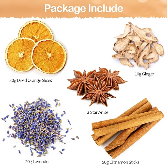 Potpourri Simmering, Cozy Nights Stovetop Potpourri with Cinnamon, Ginger, Lavender, Anise Star and Orange, Simmer Pot Ingredients for Home Fragrance, Housewarming, Hostess Gift