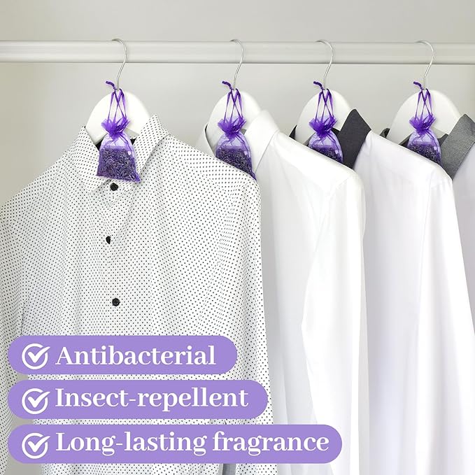 36 Pack Lavender sachets 100% Natural Dried Lavender Buds, French Lavender Strong Smell Fragrance for Drawers Closets Fresh Scents Home