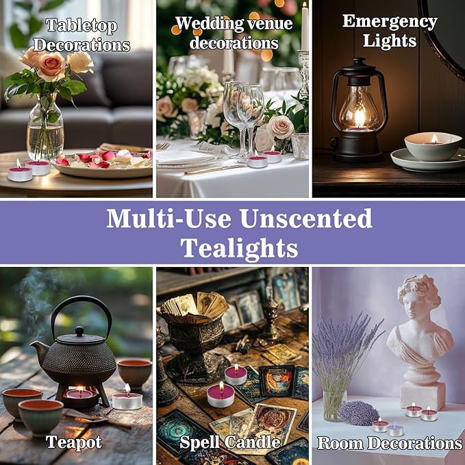 Tea Lights Candle Set - 25 Pcs Mini Tealight Candles Unscented Votive Soy Candle for Home, Pool, Emergencies, Halloween - Medium Slate Blue