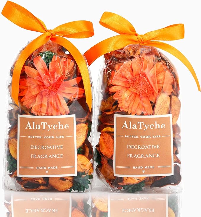 Fall Potpourri Bags, Citrus Orange Scented Potpourri Bowl Filler, Autumn Decorative Dried Flower,Vase Filler,Home Fragrance Sachet, Thanksgiving Decor,Gift-Mini