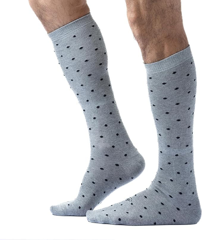 Pierre Henry Over the Calf Socks for Men (3 pairs) | Cotton Over the Calf Dress Socks | Long Socks Designed to Stay up 12+ hr