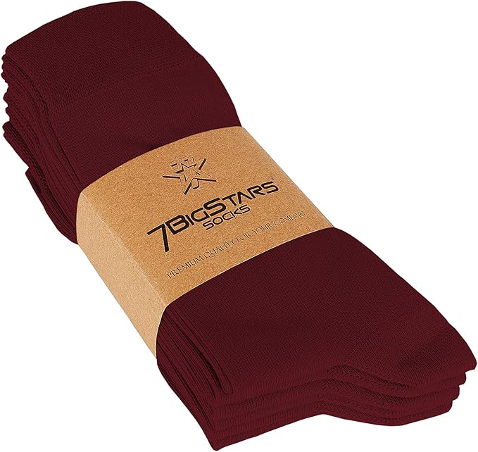 7BigStars Mens Dress Socks – 6 Pairs Crew, Soft Stay Up, Cotton Comfort for Business, Office, Big and Tall, Breathable