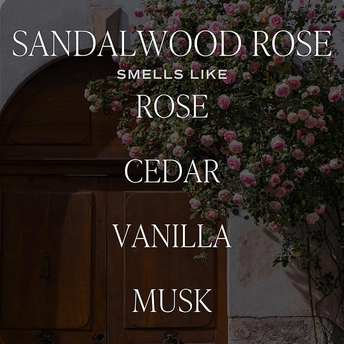 Sweet Water Decor Sandalwood Rose Candle - Green, Leafy, Winey, Rose and Guaiac Wood Scented Soy Floral Candles for Home - 9oz Clear Jar + Gold Lid, 40+ Hour Burn Time, Made in The USA