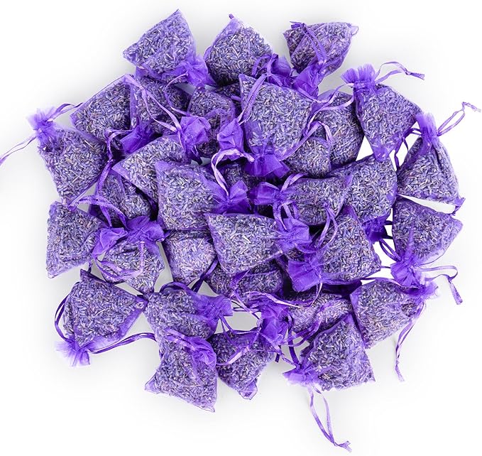 36 Pack Lavender sachets 100% Natural Dried Lavender Buds, French Lavender Strong Smell Fragrance for Drawers Closets Fresh Scents Home