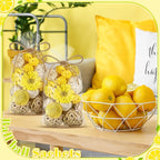 Riceshoot 2 Pack Decorative Balls Potpourri Bowl Filler Decor Natural Vase Bowl Filler Assorted Spherical Rattan Twigs Wicker Balls Cotton for Home Centerpiece(Lemon Yellow)
