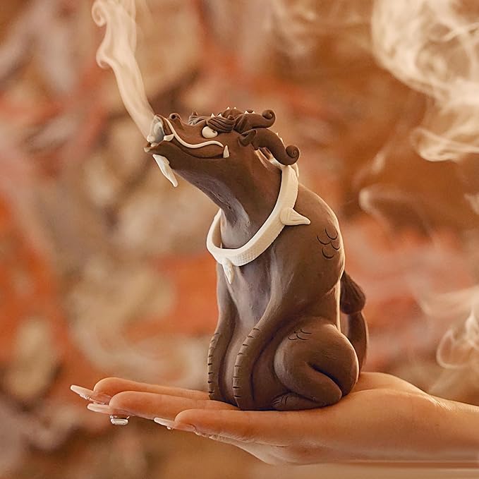 Pakoc This Handcrafted Ceramic Lotus-Patterned backflow Incense Burner is Ideal for Meditative Home Decor. The 5.9-inch Smoke Waterfall Effect is Perfect for a Tea Room or Study.