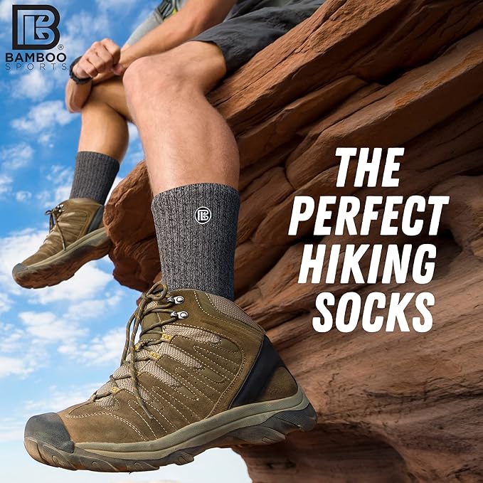 Bamboo Sports Premium Bamboo Crew Work Socks- Moisture Wicking, Odor Eliminating
