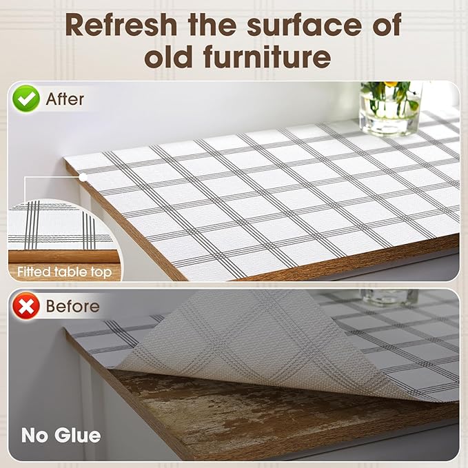 Drawer and Shelf Liner, Non-Slip Kitchen Cabinet Liners Non-Adhesive Thick Strong Grip Waterproof Washable Mats Protect Dresser Shelves Cupboard Bathroom Cabinets, White Stripes, 18IN X 30FT