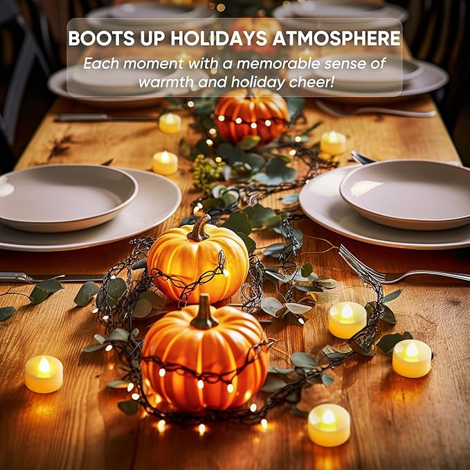 BEICHI 24-Pack Timer Tea Lights Candles Battery Operated, LED Tea Lights, Built-in 6 Hours Timer, Flameless Fake Candles, Tea Light Flickering Votive Candle 1.5'' D x 1.3'' H (Ivory Shell)