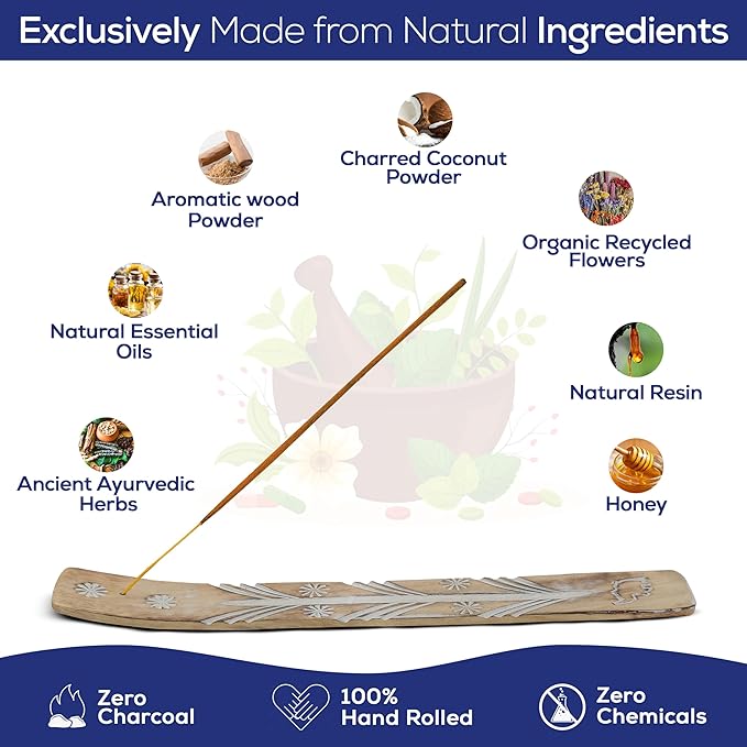 Raajsee Incense Holder Bundle with Satya Nag Champa Incense Sticks 250 gm Pack, Satya Sai Baba Nagchampa Natural Insence Sticks