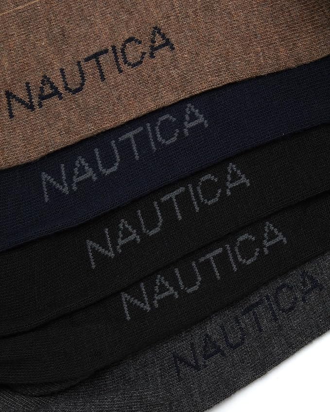 Nautica Mens Dress Socks - 5 Pack Breathable Comfort Stretch Crew-Length Work Socks for Men for Business Formal Wear (6-12.5)