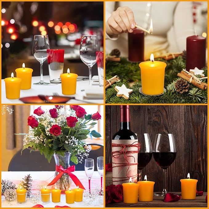 36 Pcs Beeswax Votive Candles Unscented Pure Beeswax Votive Candles Bulk Naturally Colored Bees Wax Candle for Home Room Party Wedding Spa Gift, 15 Hours Burn Time Each