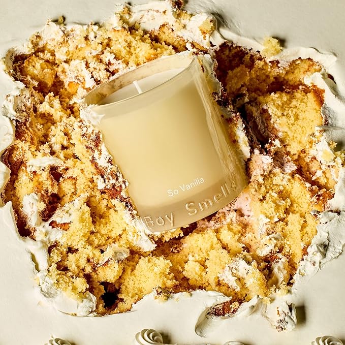 Boy Smells So Vanilla Candle - 8.5 oz - Aromatic Candle for Home with Almond Blossom, Vanilla and Amber - Up to 50-Hour Burn - Cotton Wick