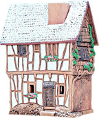 Ceramic Houses Collection - Handmade Miniature of Historic Winery in Bernkastel-Kues, Germany - Candle, Cone Incense Holder R255, Winter Edition