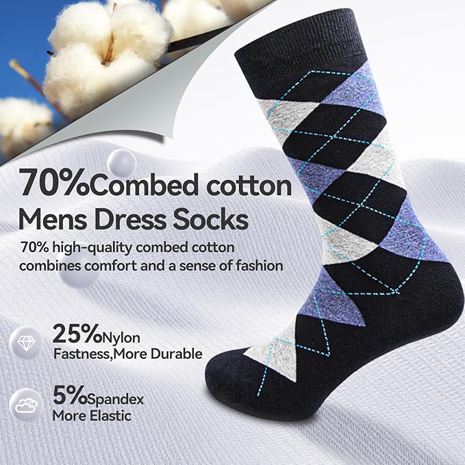 Mens socks size 10-13/9-11/13-15 Cotton Crew funny Colorful work dress socks for men 9-12 gifts for him 6/12 Pairs
