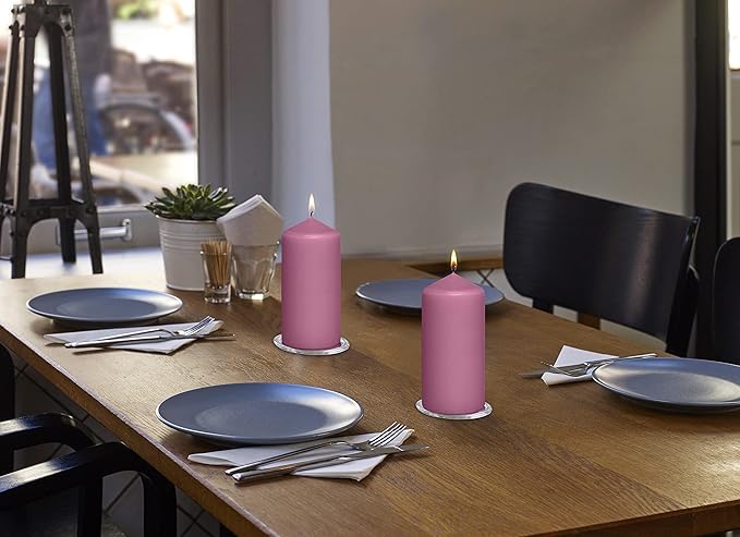BOLSIUS 8 Pink Pillar Candles - 2.75 x 5 Inches - Premium European Quality - Individually Wrapped - 43 Hours Burn Time - Dripless & Smokeless - Unscented Dinner, Wedding, Party, & Restaurant Candles