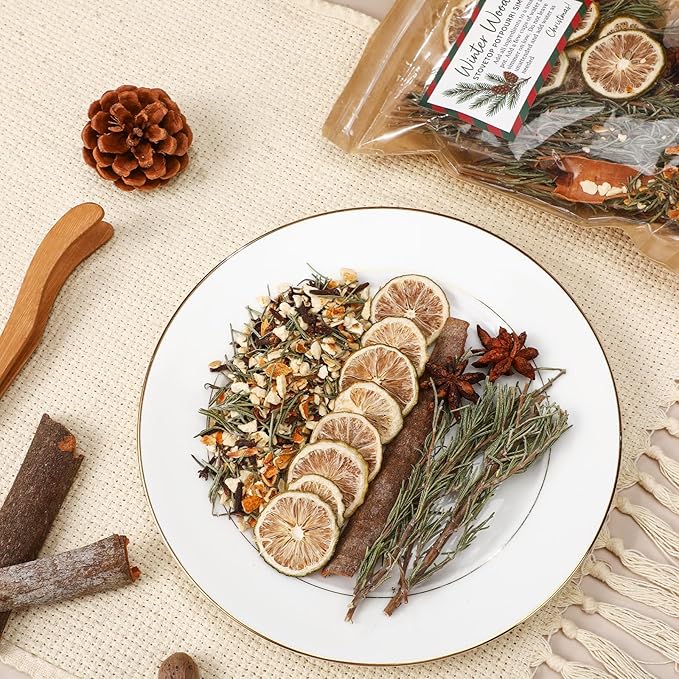 6 Pack Potpourri Simmer Kit 480g Christmas Stovetop Potpourri with Stickers 3 Combinations Winter Holiday Natural Non Toxic Home Fragrance for Xmas Scent Stocking Stuffer Gifts