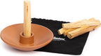 Luna Sundara Authentic Peru Pottery Palo Santo Holder and Incense Holder - Handmade Ceramic Smudge Bowl With 5 Palo Santo Sticks (Brown)