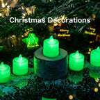 LANKER 24 Pack Flameless Led Tea Lights Candles, Flickering Green Battery Operated Electronic Fake Candles, Decorations for Party, Christmas, Halloween and Festival Celebration (Green)