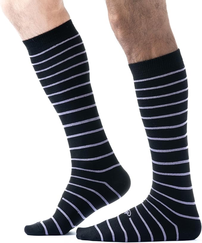 Pierre Henry Over the Calf Socks for Men (3 pairs) | Cotton Over the Calf Dress Socks | Long Socks Designed to Stay up 12+ hr