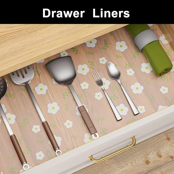 Cooyes Shelf Liner – Premium Non-Adhesive Cabinet & Drawer Liner for Kitchen – Waterproof Shelf Paper with Modern Pattern – Durable EVA Cabinet Mat – Easy to Cut