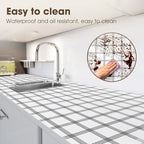Drawer and Shelf Liner, Non-Slip Kitchen Cabinet Liners Non-Adhesive Thick Strong Grip Waterproof Washable Mats Protect Dresser Shelves Cupboard Bathroom Cabinets, White Stripes, 24IN X 20FT