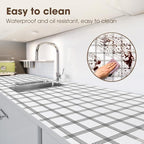 Drawer and Shelf Liner, Non-Slip Kitchen Cabinet Liners Non-Adhesive Thick Strong Grip Waterproof Washable Mats Protect Dresser Shelves Cupboard Bathroom Cabinets, White Stripes, 12 in X 10 FT