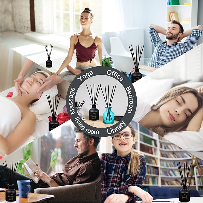 HOSSIAN Reed Diffuser Sticks - Reed diffusers-Reed Sticks -Diffuser Glass Bottles-Diffuser Refills- Natural Rattan Wood Replacement for Aroma Fragrance (10" Black)