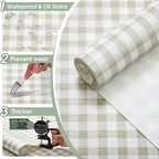 Drawer and Shelf Liner, Non-Slip Kitchen Cabinet Liners Non-Adhesive Thick Strong Grip Waterproof Washable Mats Protect Dresser Shelves Cupboard Bathroom Cabinets, Green Plaid, 18 in X 30 FT