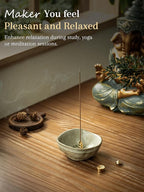 Incense Holder with 3 Incense Sockets, 4 In 1 Incense Burner Holder 4.25 Inch Incense Holder for Sticks, Ceramic Incense Stick Holder for Palo Santo, Cone Incense, Meditation, Yoga, Sage Green