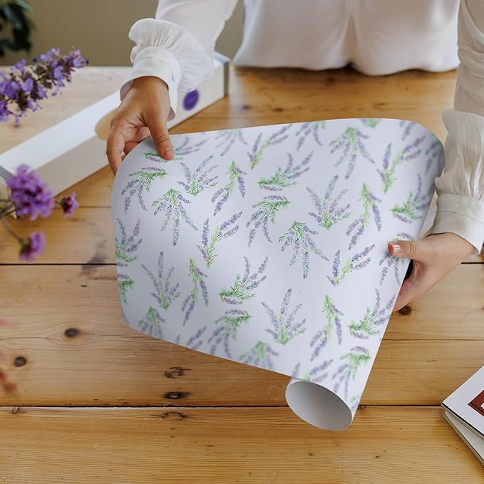 Fragrant Lavender Scented Drawer Liners in a Floral Design with Lavender Essential Oils (Folded) | Pack of 5 Sheets | Contains Essential Oils | Made in The UK