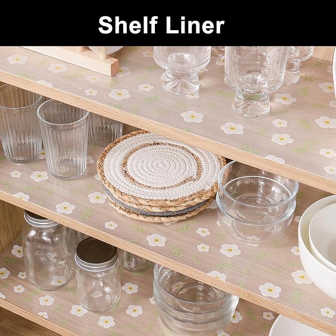 Cooyes Shelf Liner – Premium Non-Adhesive Cabinet & Drawer Liner for Kitchen – Waterproof Shelf Paper with Modern Pattern – Durable EVA Cabinet Mat – Easy to Cut