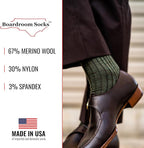 Merino Wool Mid-Calf Dress Socks for Men, Ribbed Dress Socks