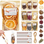 Loopeer 9 Pack Potpourri Simmer Kit 645g DIY Christmas Stovetop Potpourri with Card Transparent Bag Tag Xmas Scent Winter Stovetop Simmering Ingredients for Home Fragrance Housewarming Hostess Gift