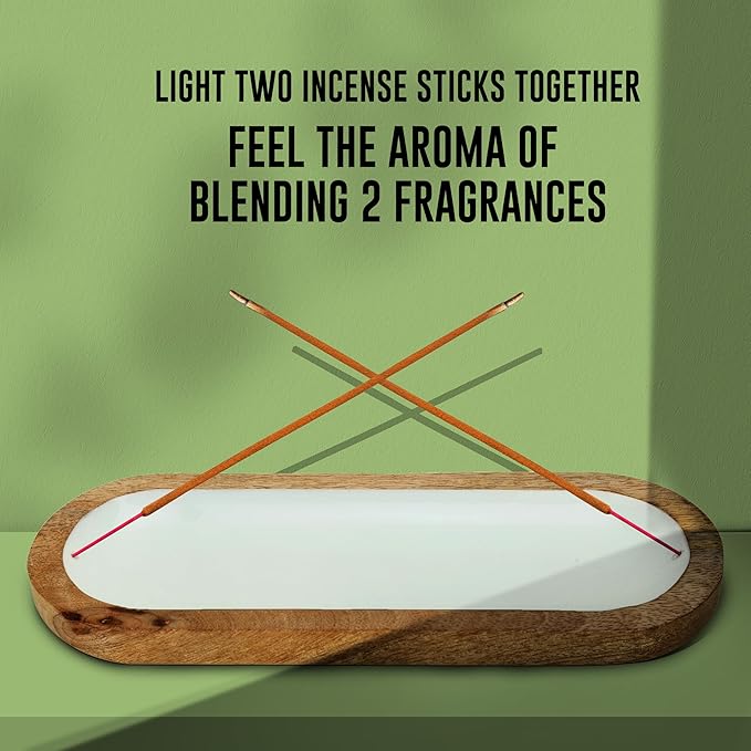 Hand Painted White Incense Holder,Wooden Incense Burner,Ash Catcher, Incense Tray 11x4x1.5 Inches, Best for Home Fragrance-Aesthetic Room Décor