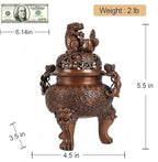 Top Brass Incense Burner & Holder Censer - Handmade for Home Decor, Meditation Decor, Spiritual Gifts, Zen Decor, Suitable for Incense Coil and Incense Cones,Chinese New Year Decoration (Small)