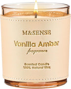 M&SENSE Vanilla Amber Scented Candles-Vegan Soy Wax, Floral Naturally Scented, No Toxin 10oz 42-Hour Long Burning Time, Cozy Relaxing Calming Candle for Bathtub & Sleep, Housewarming Gift