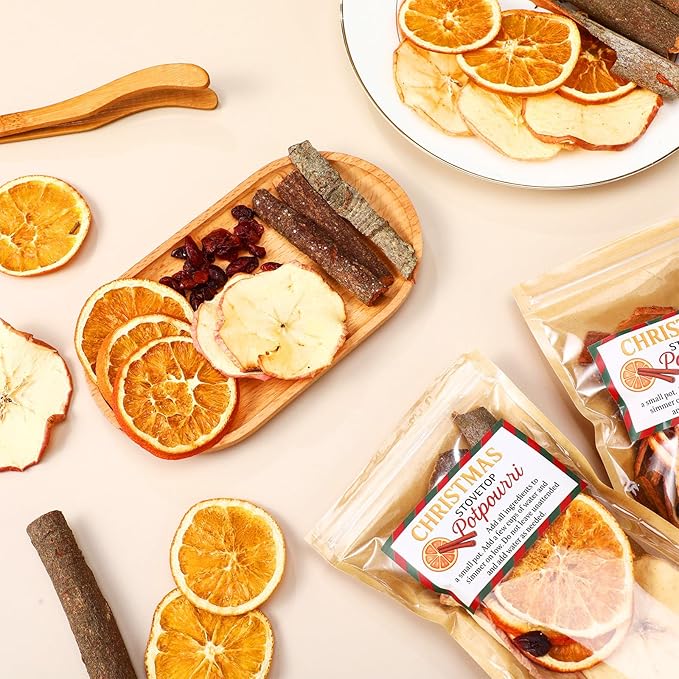 6 Pack Potpourri Simmer Kit 480g Christmas Stovetop Potpourri with Stickers Warm Holiday Scent Winter Natural Non Toxic Home Fragrance for Xmas Scent Stocking Stuffer Gifts