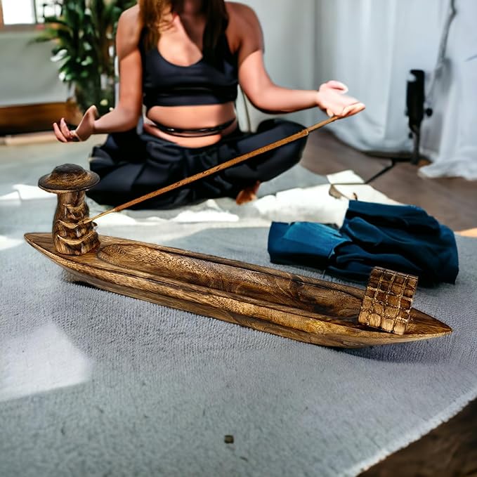 S.B ARTS Incense Holder for Sticks, Insence Stick Holder Ash Catcher for Table Decorations and Gifting - Wooden Incense Tray for Sticks - Home Decor Gifts (11" x 2.15" x 1")
