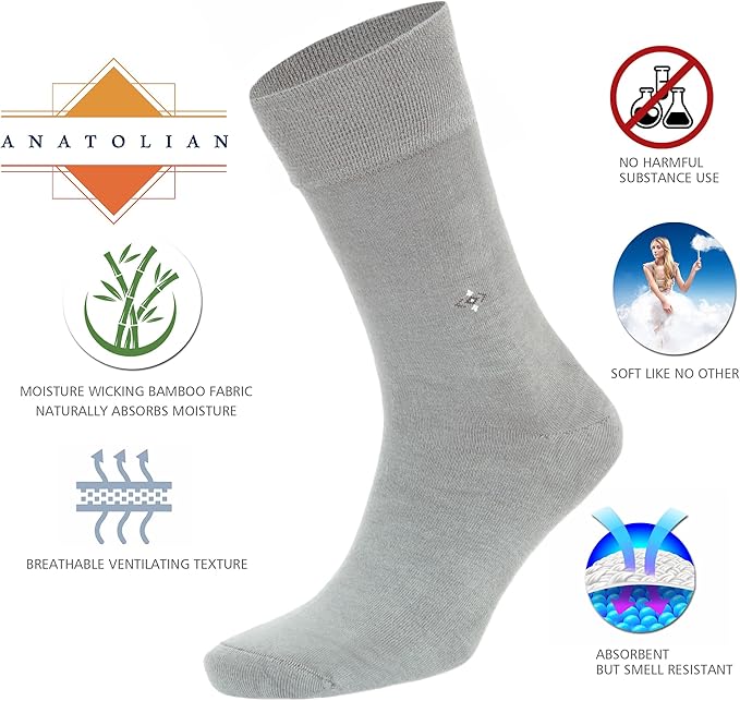 anatolian DRESS SOCKS Natural Comfortable Soft Classy - Made In TURKEY for Men Women Dress or Casual Footwear