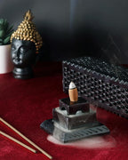 Handmade Black Soapstone Incense Stick Tower Holder | Marble Incense Stick Tower Burner Holder Spa Aromatherapy Home Office Fragrance Accessories Home Office Decor - (11 X 3 Inches)
