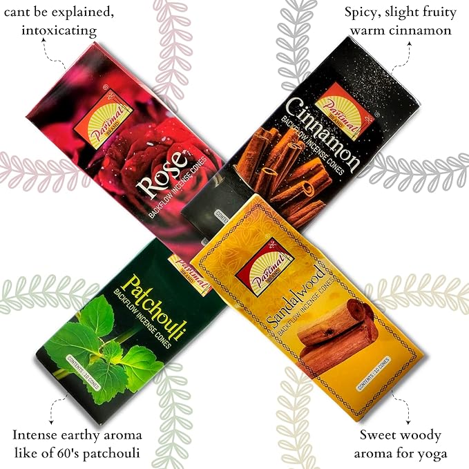 Backflow Incense Cones for Waterfall - [Improved] (10 Variants,100 Cones) Dragons Blood Incense, Lavender Incense Cone, Nag Champa Palo Santo Cones | Creates Meditative Waterfall Fountain